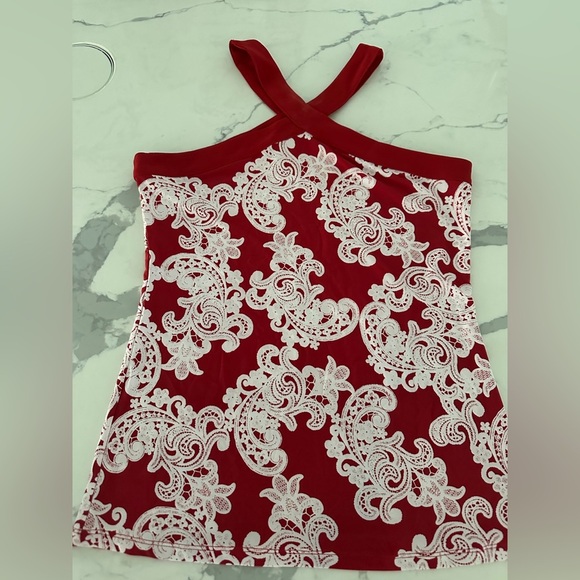 INC International Concepts Red & White Cross Front Top Size Small - Picture 1 of 3